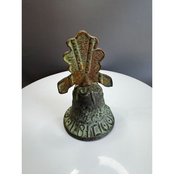 Antique 1810 Mexican Independence Bronze Temple Bell Verdigris Patina 5.5" 1 lb - Picture 6 of 8